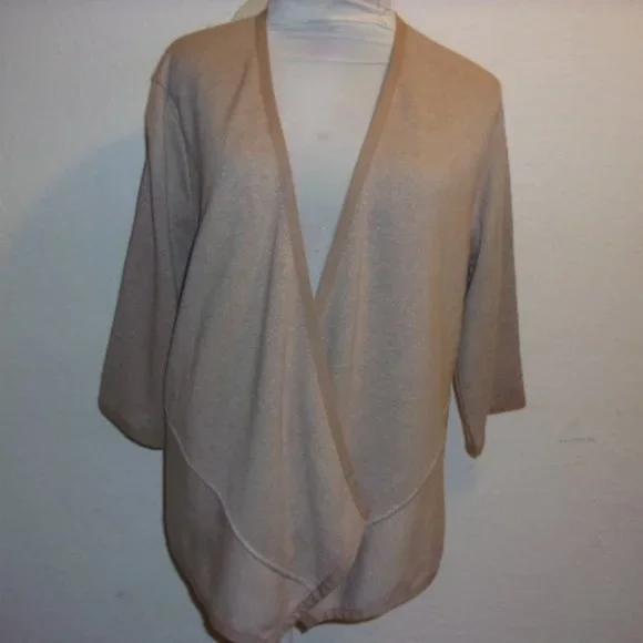 ALFANI TAUPE SHAWL TOP L - Picture 2 of 4